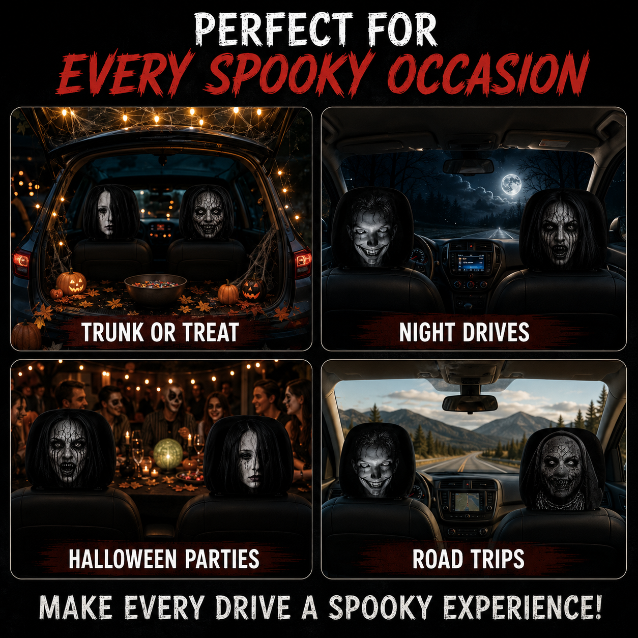 GhostRide™ Spooky Car Headrest Covers
