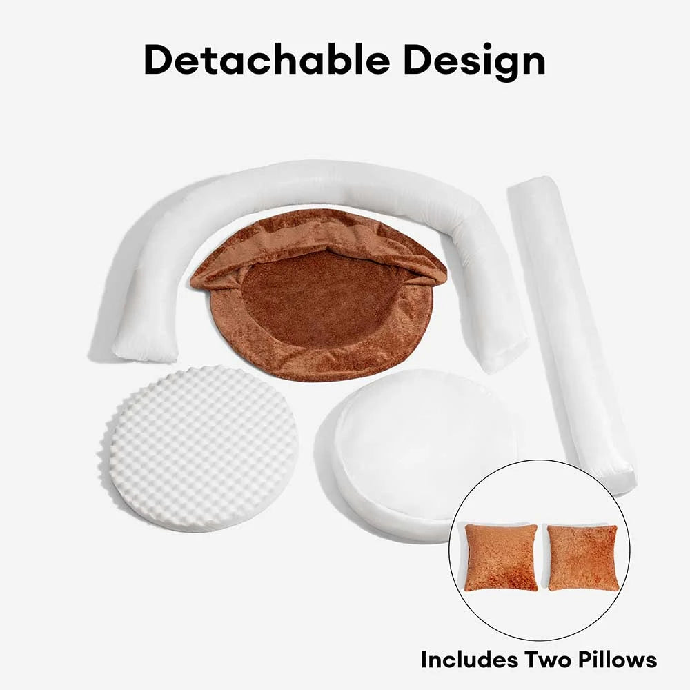 Luxe Diamond Velvet Removable Orthopedic Donut Dog Bed With Pillow - DreamNest