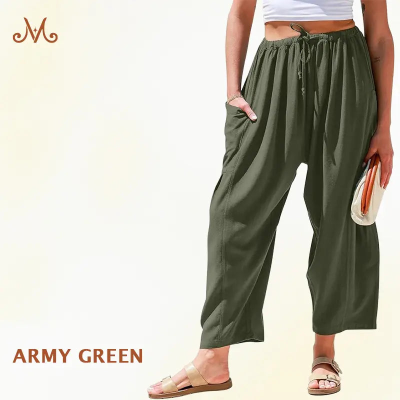 BreezyFlow Women's Lightweight Linen Wide Leg Cargo Pants - image 10