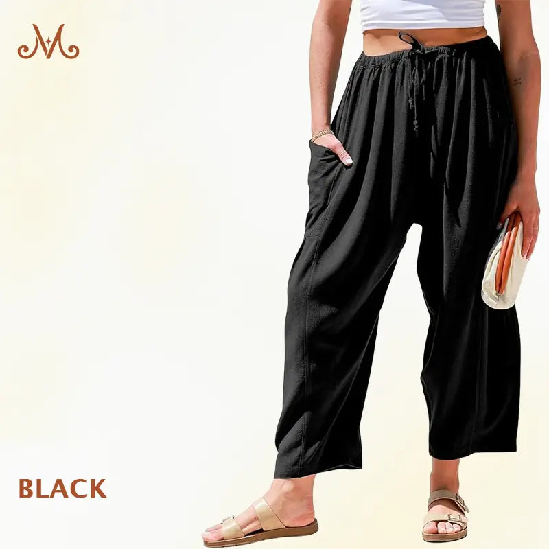 BreezyFlow Women's Lightweight Linen Wide Leg Cargo Pants - image 8