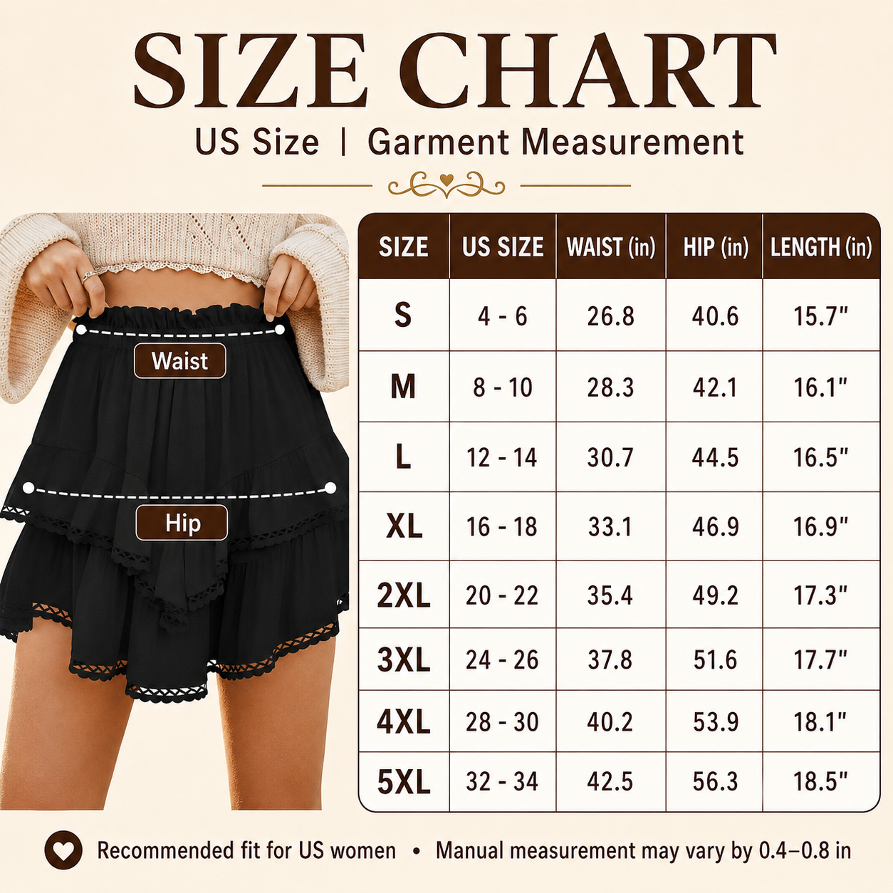 RuffleEase - High Waist Tiered Skort for Women