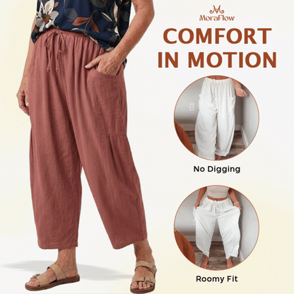 BreezyFlow Women's Lightweight Linen Wide Leg Cargo Pants - video fallback gif 3