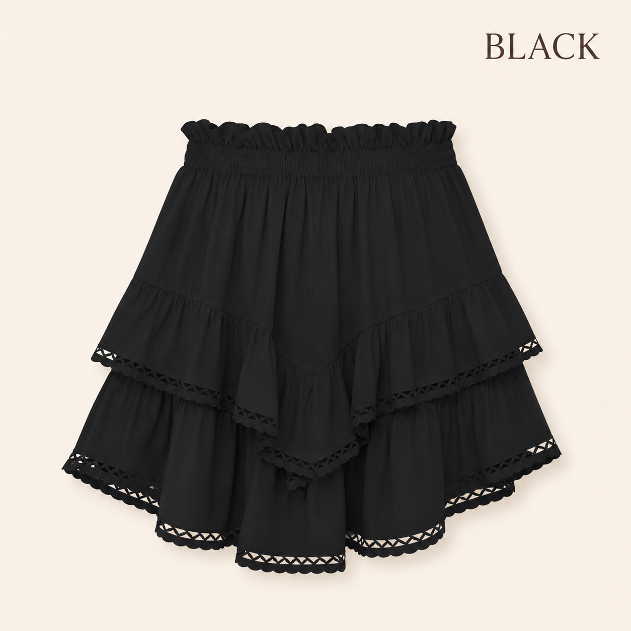 RuffleEase - High Waist Tiered Skort for Women