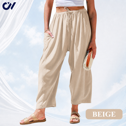 Women’s Relaxed Linen-Blend Wide-Leg Pants