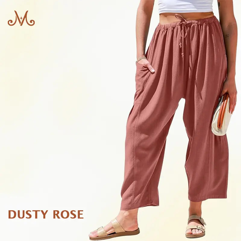 BreezyFlow Women's Lightweight Linen Wide Leg Cargo Pants - image 12