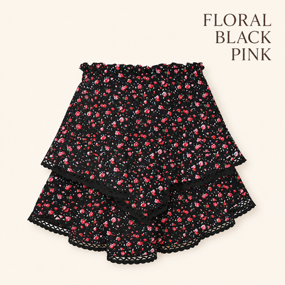 RuffleEase - High Waist Tiered Skort for Women