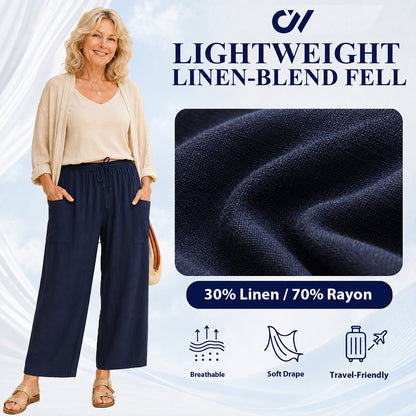 Women’s Relaxed Linen-Blend Wide-Leg Pants