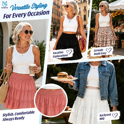 MuseSkort™ High-Waisted Tiered Ruffle Skort