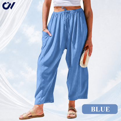 Women’s Relaxed Linen-Blend Wide-Leg Pants
