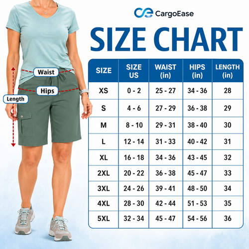 CargoEase - Women 6 Pockets Lightweight Hiking Cargo Shorts