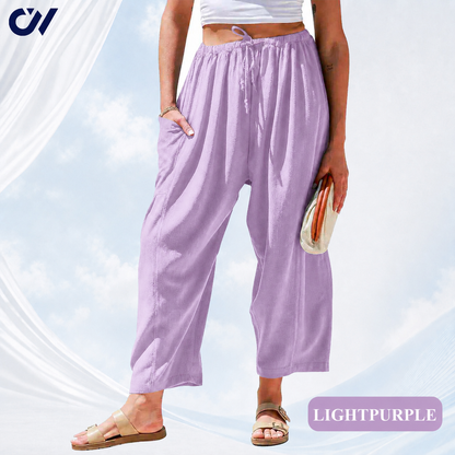 Women’s Relaxed Linen-Blend Wide-Leg Pants