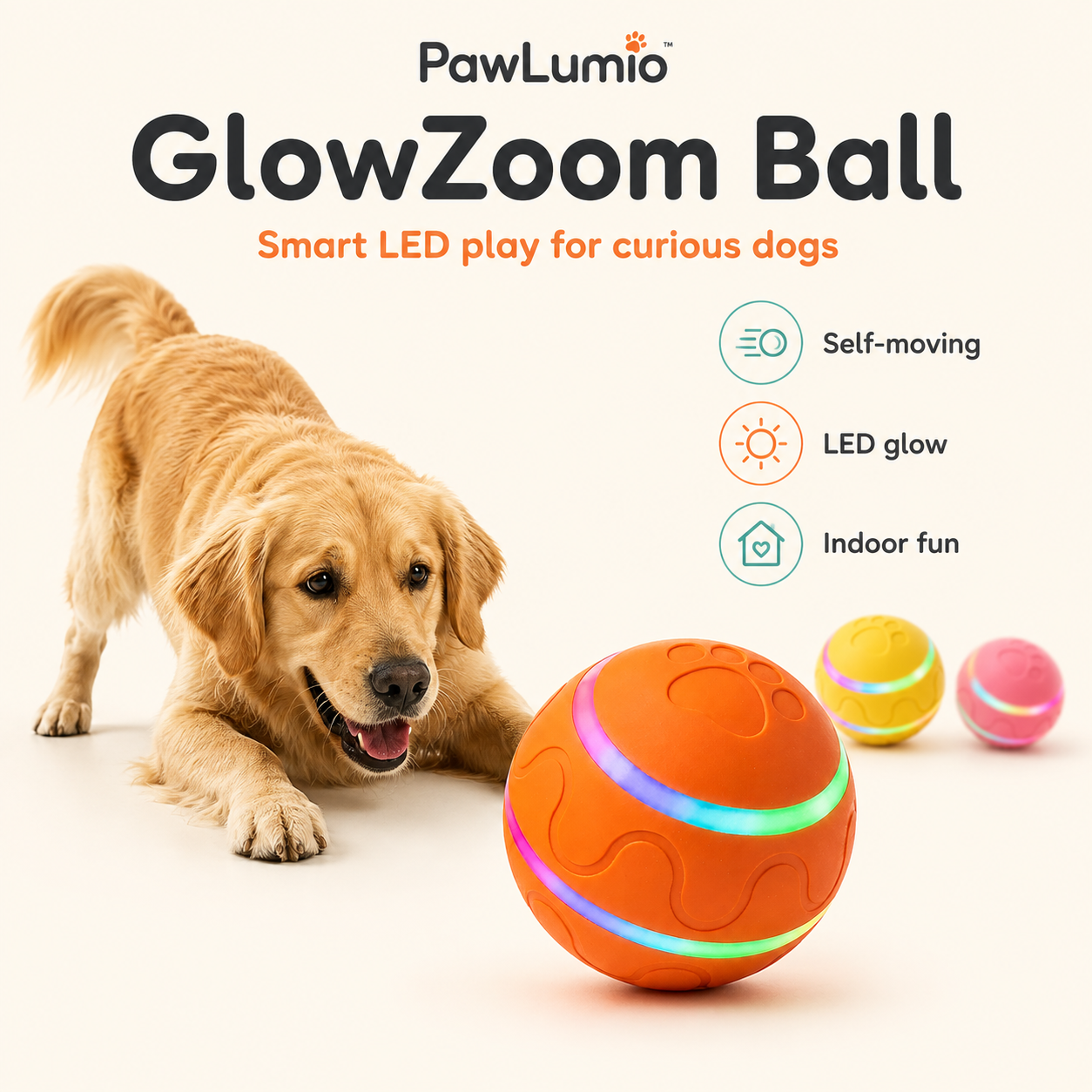 PawLumio™ GlowZoom Ball – Interactive LED Dog Toy