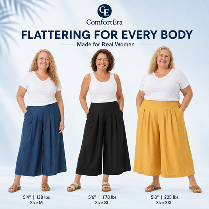 ComfortEra™ Flattering Soft Linen Palazzo Pants