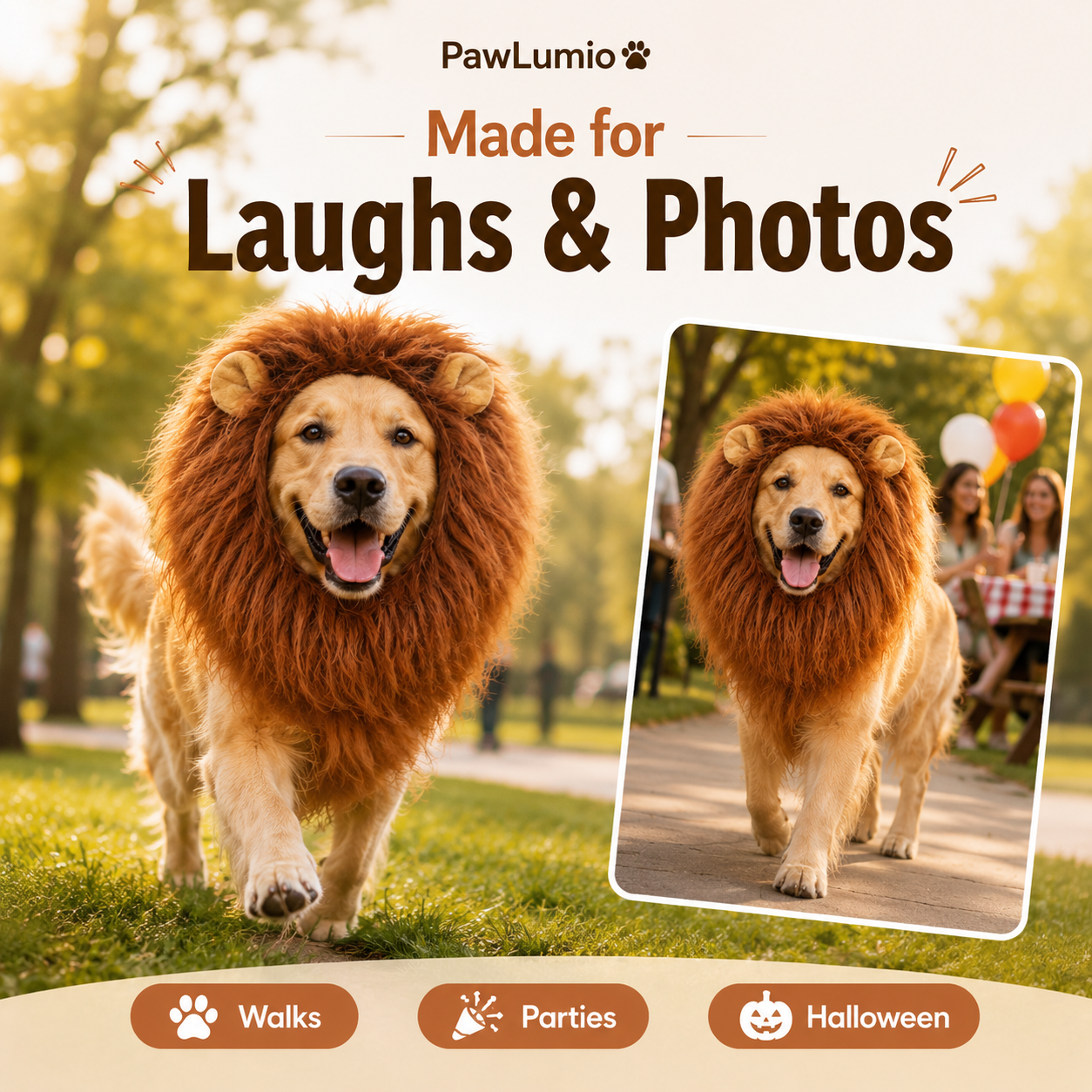 RoarPaws™ Lion Mane Costume for Dogs
