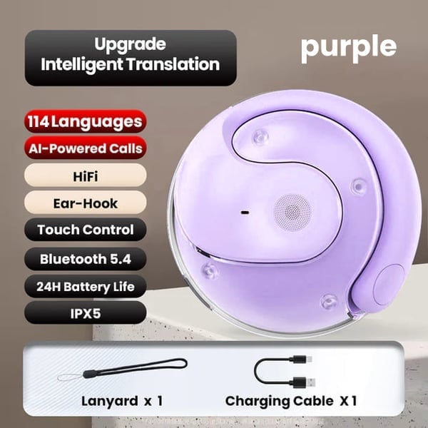 🏆AI-Powered Wireless Bluetooth 5.4 Earphones | Ultra-Clear Translation & Perfect iOS & Android Fit! 🎧🤖✨