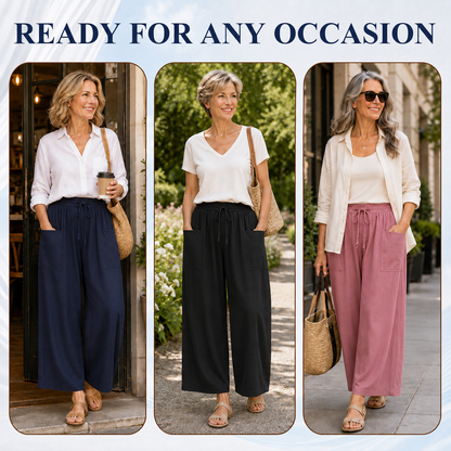 Women’s Relaxed Linen-Blend Wide-Leg Pants
