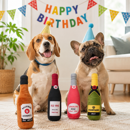 Pawty Bottle™ – Funny Squeaky Plush Toy for Pets