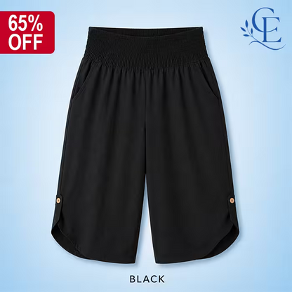 CurveEase™ - Plus-Size Smocked Waist Capri Pants