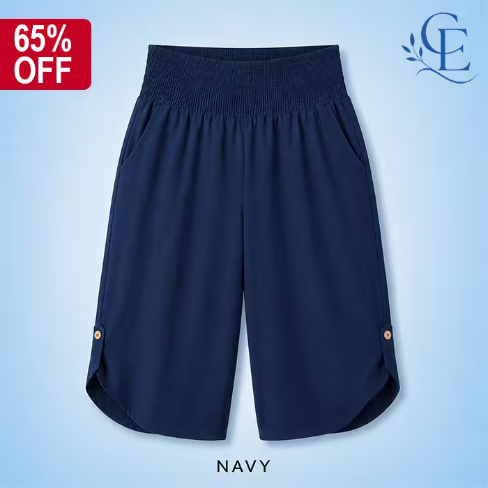 CurveEase™ - Plus-Size Smocked Waist Capri Pants