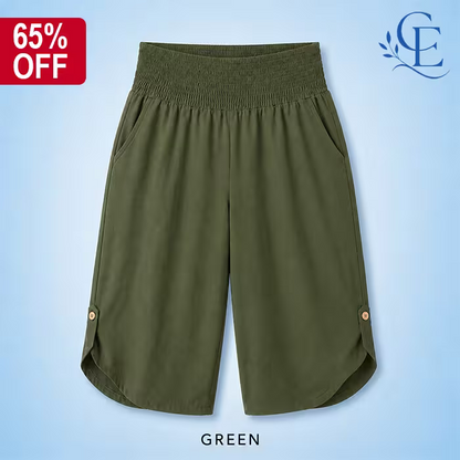 CurveEase™ - Plus-Size Smocked Waist Capri Pants