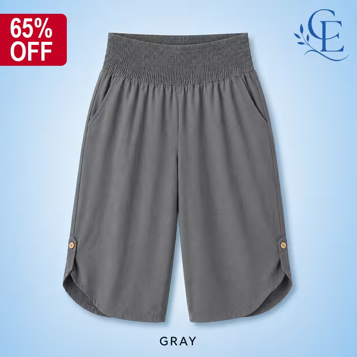 CurveEase™ - Plus-Size Smocked Waist Capri Pants