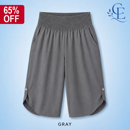CurveEase™ - Plus-Size Smocked Waist Capri Pants