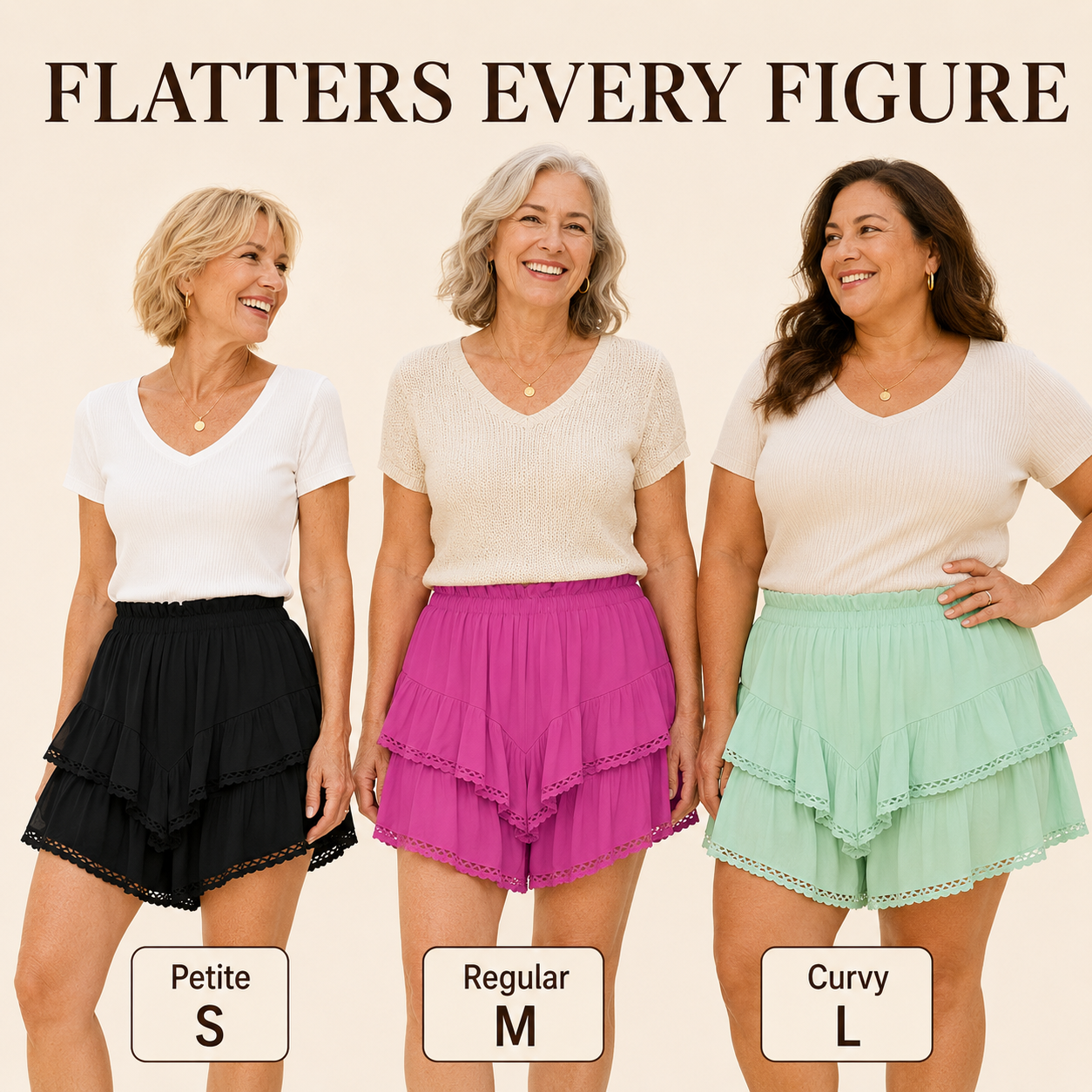 RuffleEase - High Waist Tiered Skort for Women