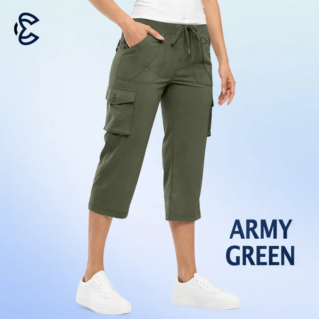 ComfyEase cargo capri pants in Army Green