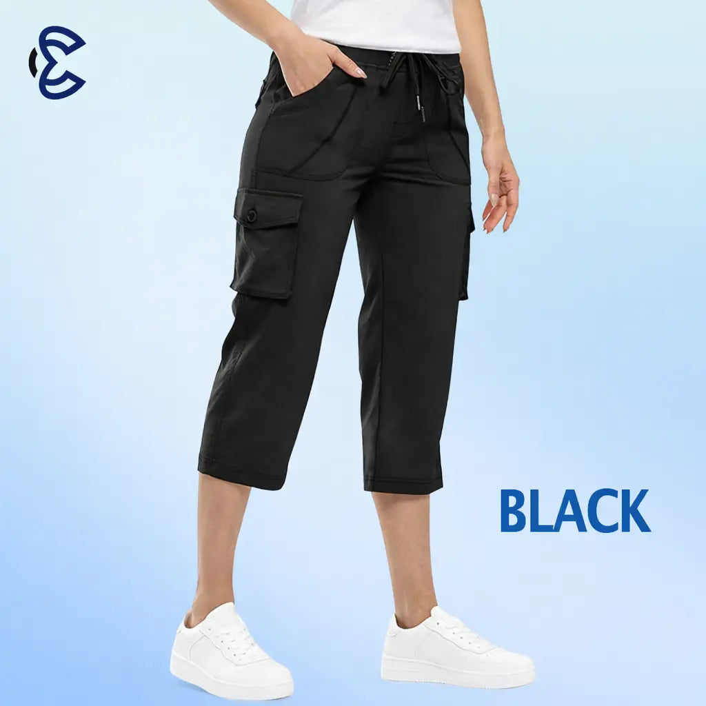 ComfyEase cargo capri pants in Black