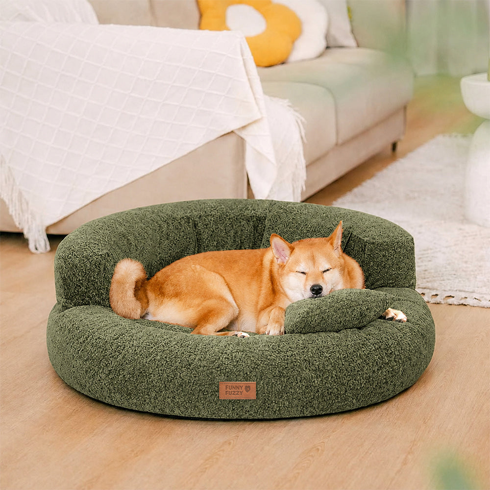 Luxe Diamond Velvet Removable Orthopedic Donut Dog Bed With Pillow - DreamNest