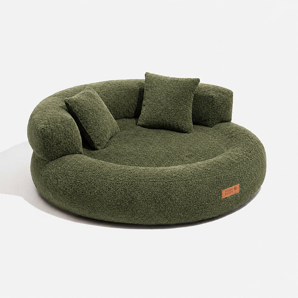 Luxe Diamond Velvet Removable Orthopedic Donut Dog Bed With Pillow - DreamNest
