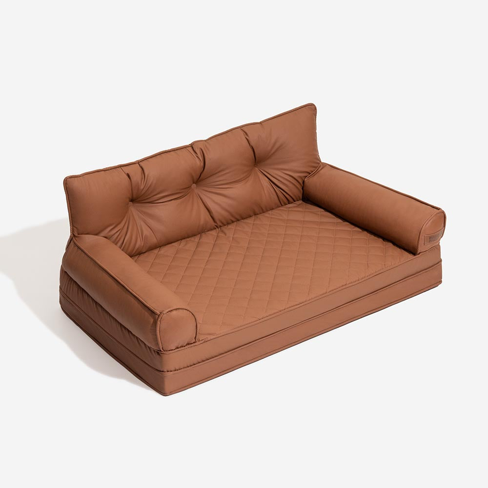 Luxe Faux Leather Foldable Orthopedic Large Dog Bed - CoreLounge