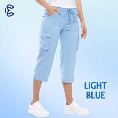 ComfyEase cargo capri pants in Light Blue