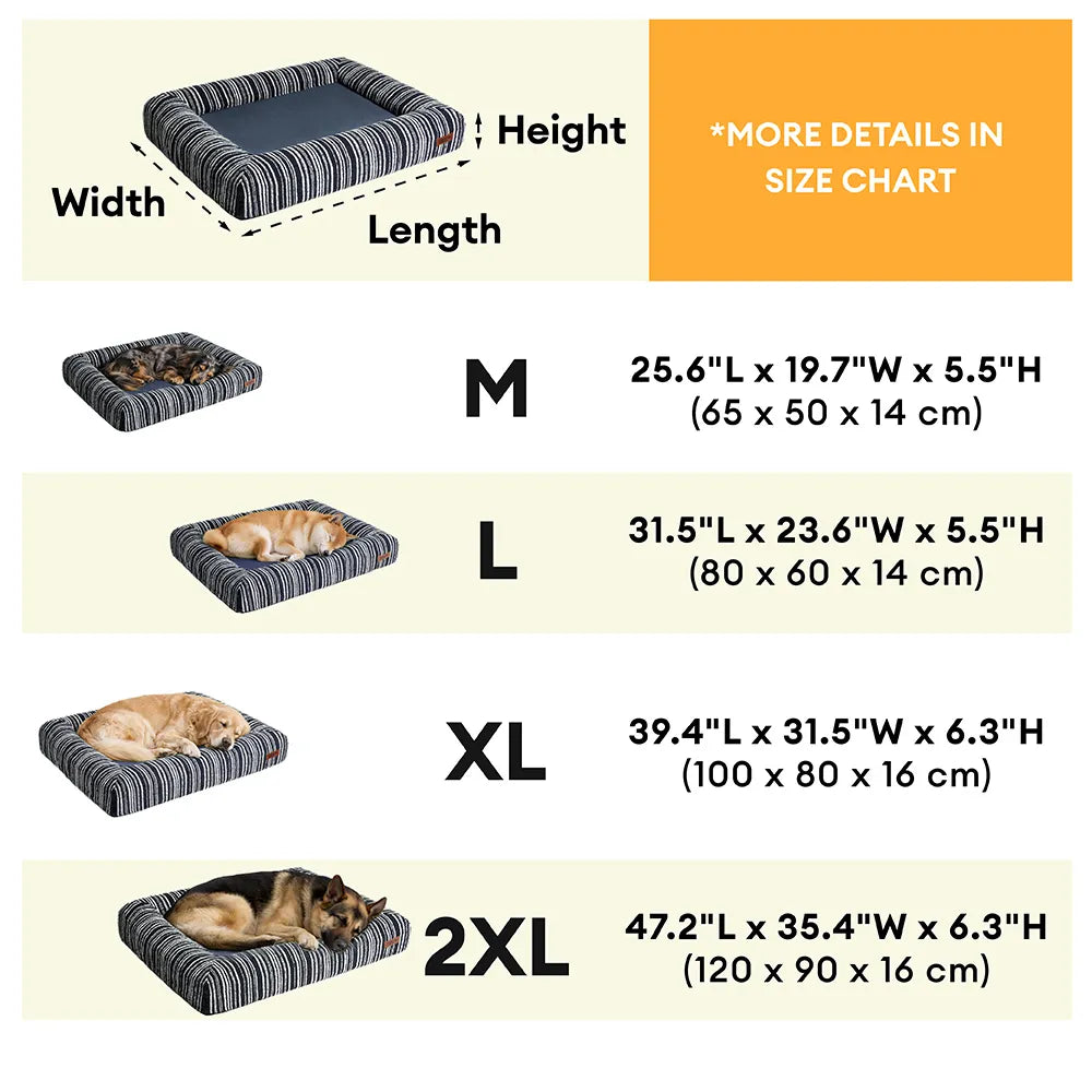 SnugNest Textured Stripe Orthopedic Dog Bed