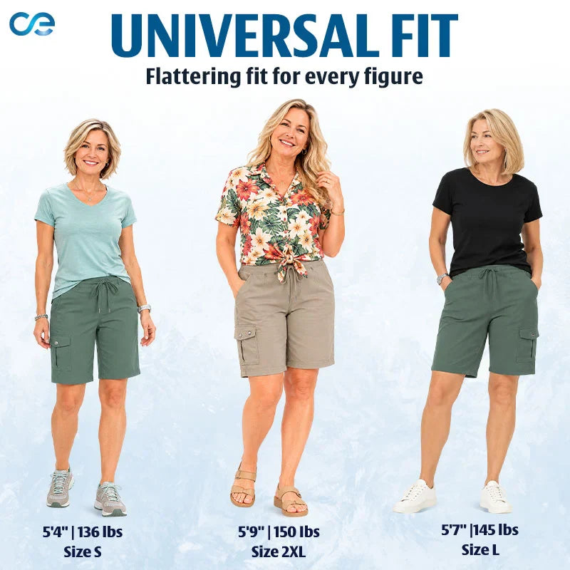 CargoEase - Women 6 Pockets Lightweight Hiking Cargo Shorts
