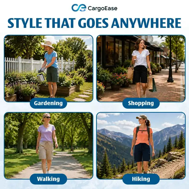 CargoEase - Women 6 Pockets Lightweight Hiking Cargo Shorts