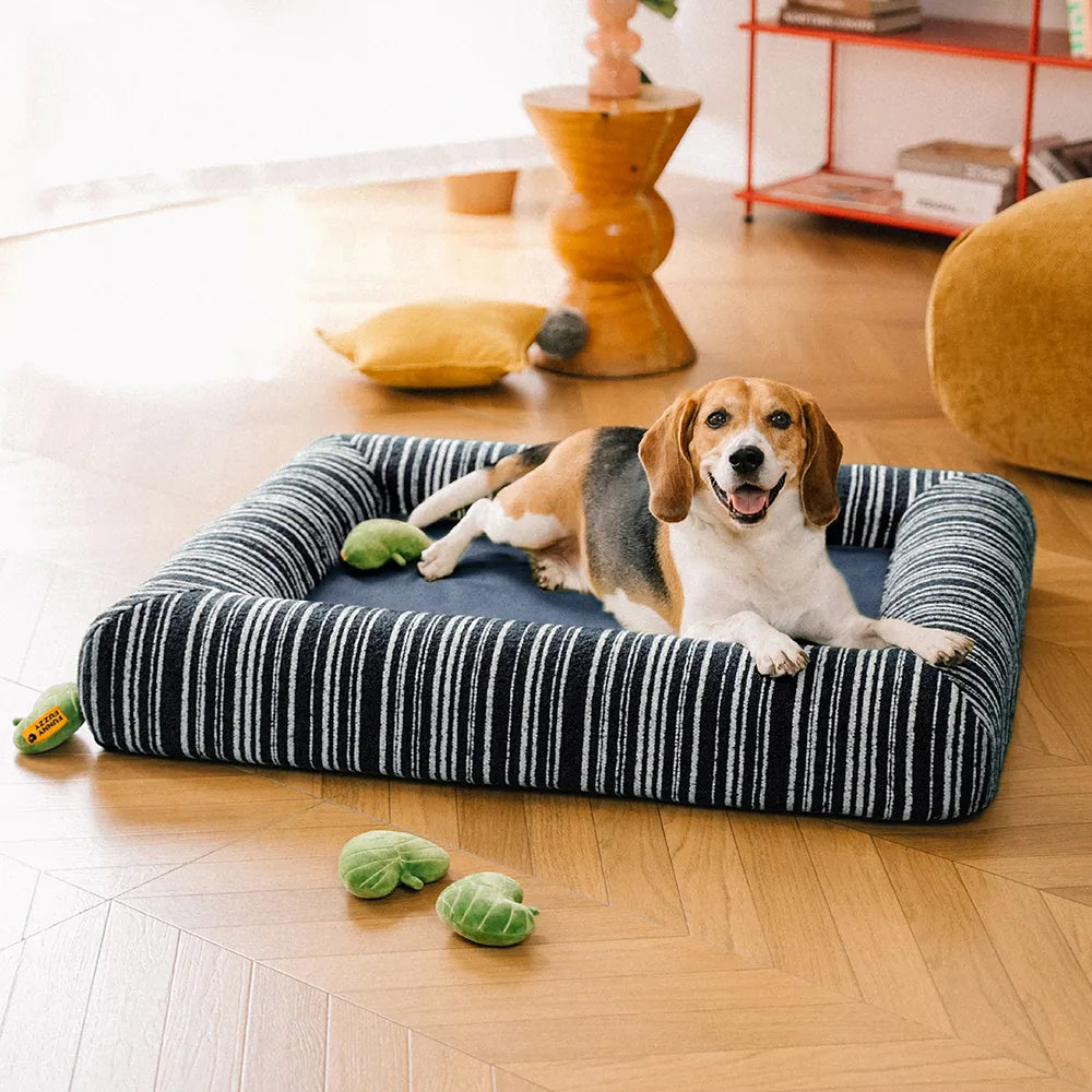 SnugNest Textured Stripe Orthopedic Dog Bed