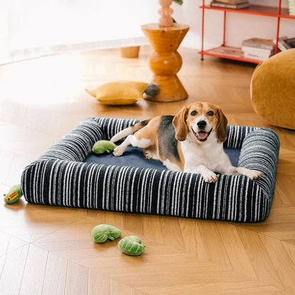 SnugNest Textured Stripe Orthopedic Dog Bed