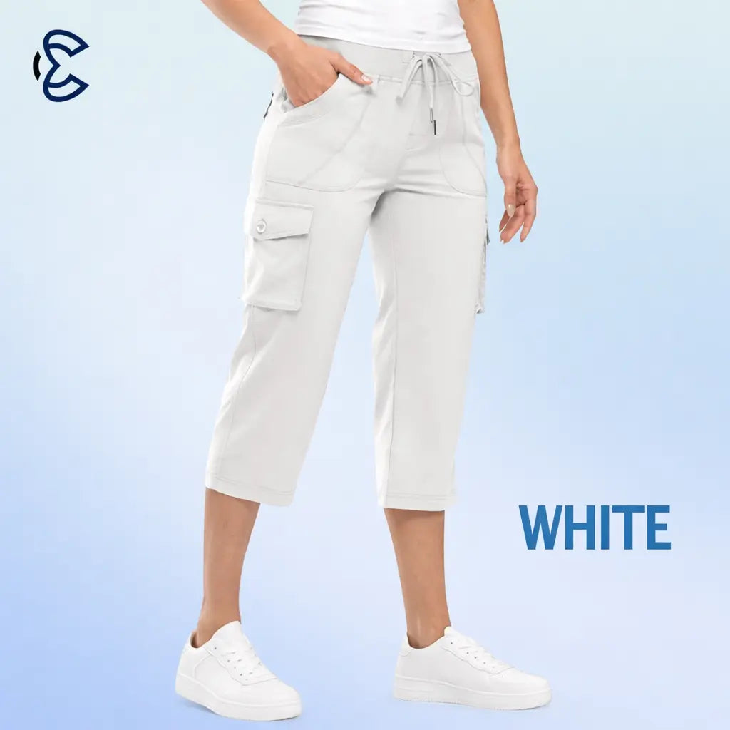 ComfyEase cargo capri pants in White