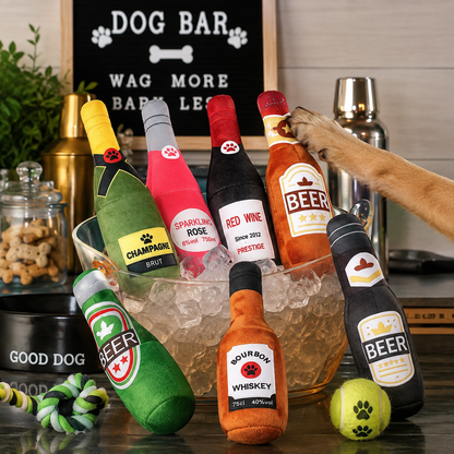 Pawty Bottle™ – Funny Squeaky Plush Toy for Pets
