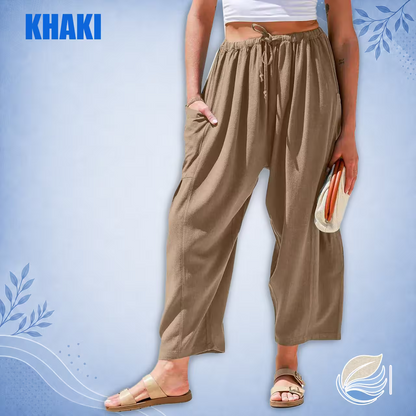 BreezyLinen Relaxed Linen-Blend Palazzo Pants