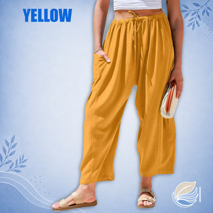 BreezyLinen Relaxed Linen-Blend Palazzo Pants