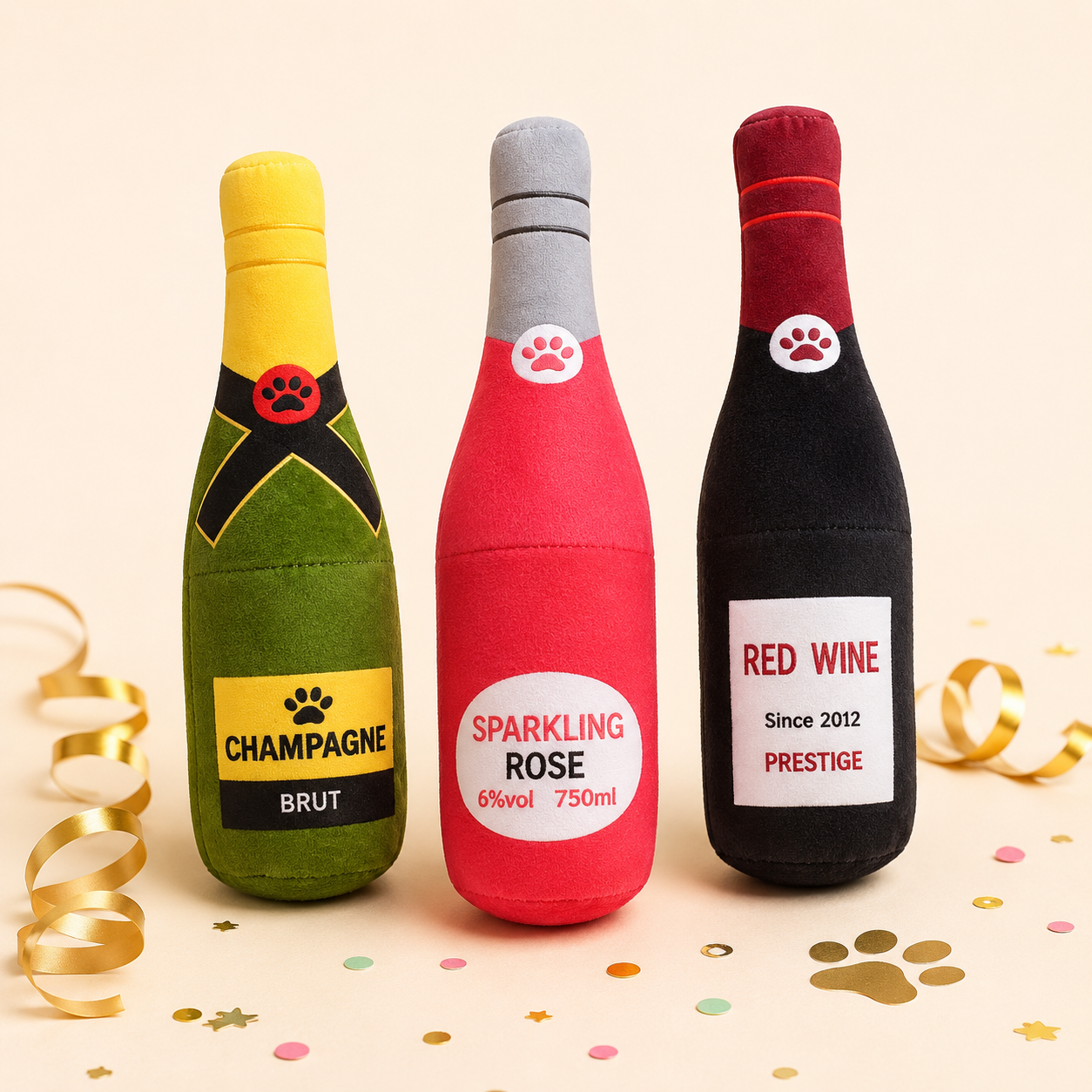 Pawty Bottle™ – Funny Squeaky Plush Toy for Pets