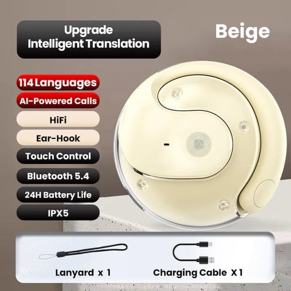 🏆AI-Powered Wireless Bluetooth 5.4 Earphones | Ultra-Clear Translation & Perfect iOS & Android Fit! 🎧🤖✨