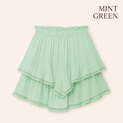 RuffleEase - High Waist Tiered Skort for Women