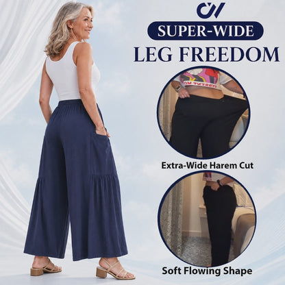 Women’s Relaxed Linen-Blend Wide-Leg Pants