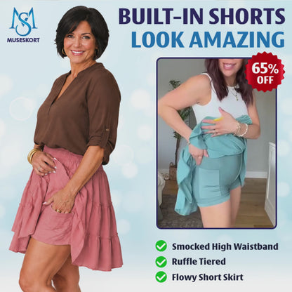 MuseSkort™ High-Waisted Tiered Ruffle Skort
