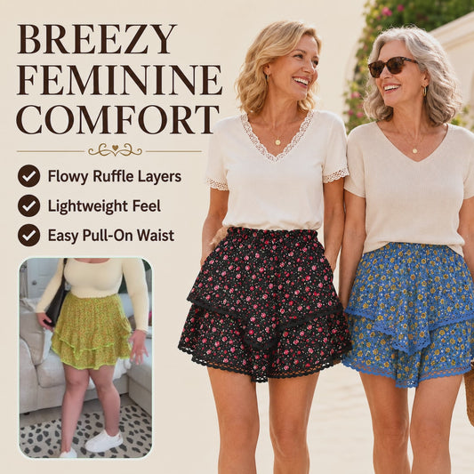 RuffleEase - High Waist Tiered Skort for Women