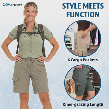 CargoEase - Women 6 Pockets Lightweight Hiking Cargo Shorts