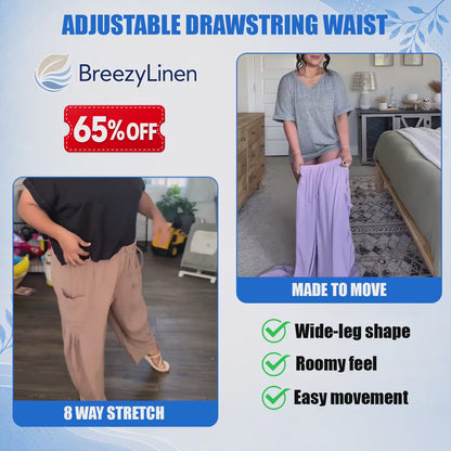 BreezyLinen Relaxed Linen-Blend Palazzo Pants